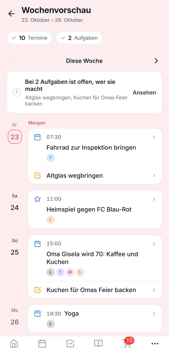 Tages-Briefing in der App