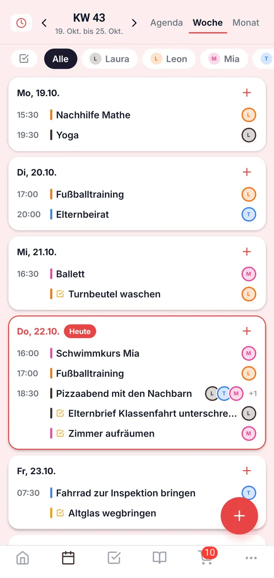 Familienkalender in der App