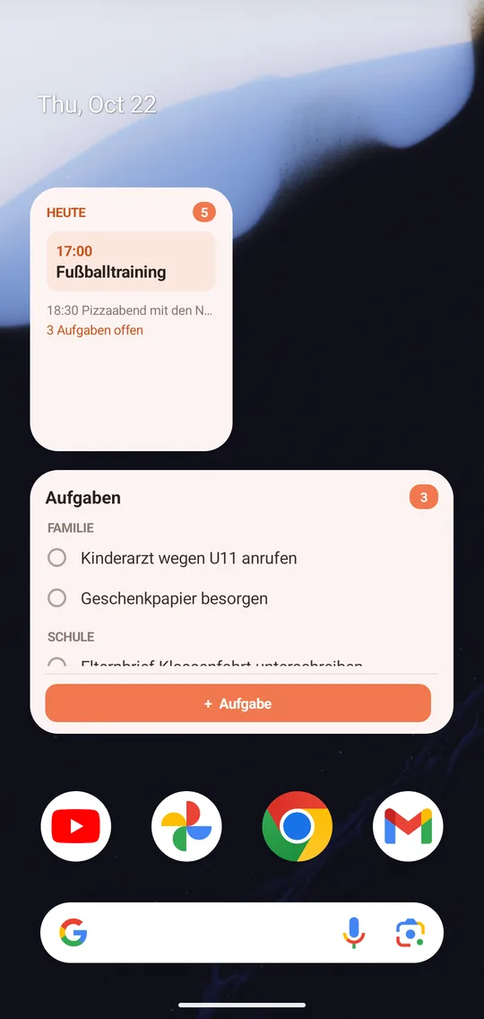 Widget auf dem Startbildschirm